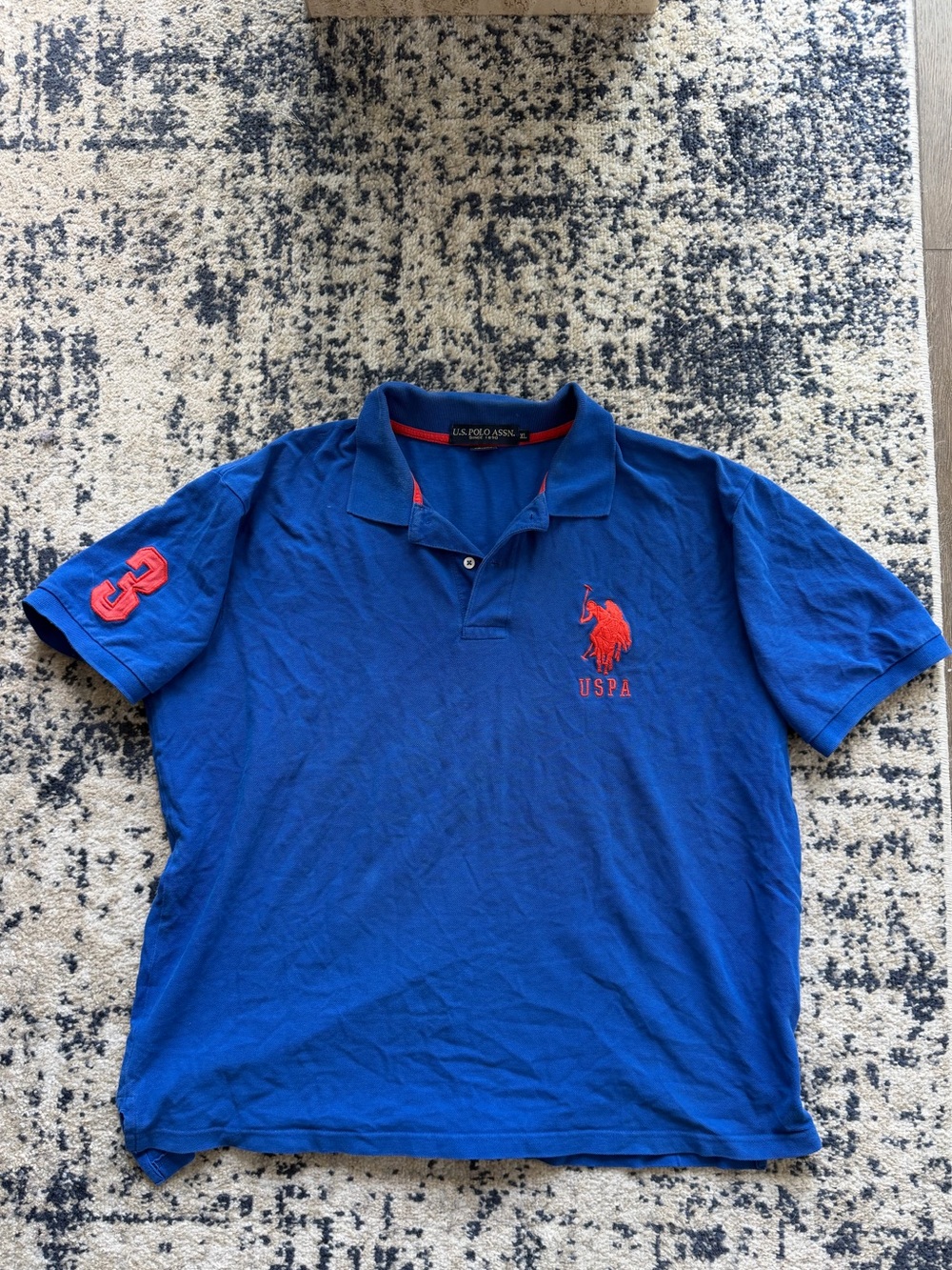 U.S. Polo Assn. Royal Blue Polo with Red Logo and Sleeve Number